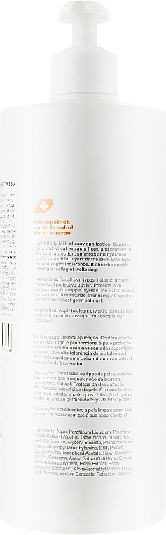 Nawilżające mleczko do ciała z ekstraktem z kiełkami owsa i pszenicy - Interapothek Leche Hidratante Corporal — Zdjęcie N2