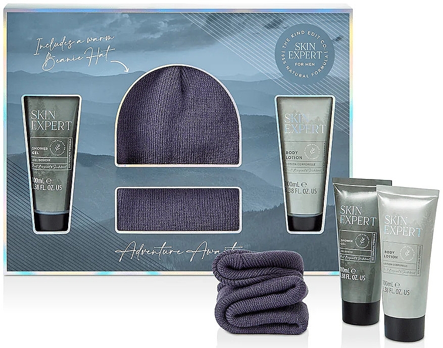 PRZECENA! Zestaw - The Kind Edit Co Skin Expert Beanie Gift Set (sh/gel/100ml + b/lot/100ml + beanie hat) * — Zdjęcie N1