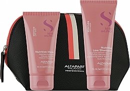 PREZENT! Zestaw - Alfaparf Semi di Lino Moisture Travel Set (shm/75ml + mask/50ml + bag/1pc) — Zdjęcie N1