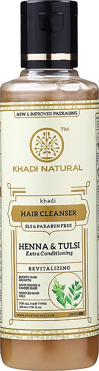 Naturalny ajurwedyjski szampon ziołowy bez SLS i parabenów - Khadi Natural Henna Tulsi Hair Cleanser
