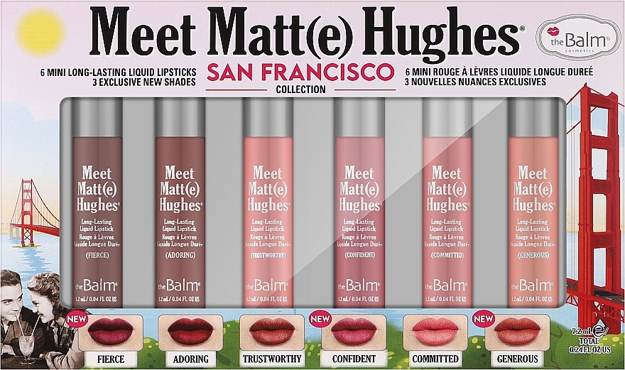 Zestaw matowych pomadek w płynie - TheBalm Meet Matt(e) Hughes Mini Kit San Francisco (lipstick/6x1,2ml)