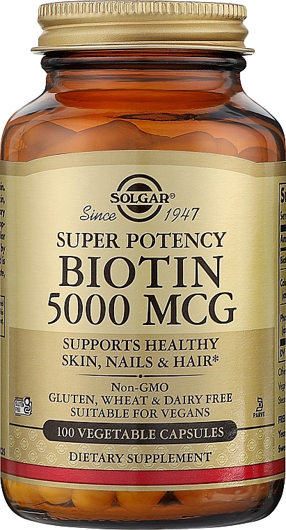 Suplement diety Biotyna, 5000mcg - Solgar Super Potency Biotin — Zdjęcie N1