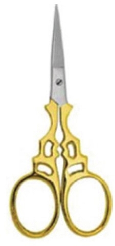 Nożyczki do manicure - Accuram Instruments Half Gold Fancy Enbroider Scissor Str 9cm — Zdjęcie N1