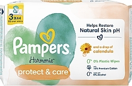 Chusteczki nawilżane z nagietkiem dla dzieci, 132 sztuki - Pampers Harmonie Protect&Care Baby Wipes  — Zdjęcie N2