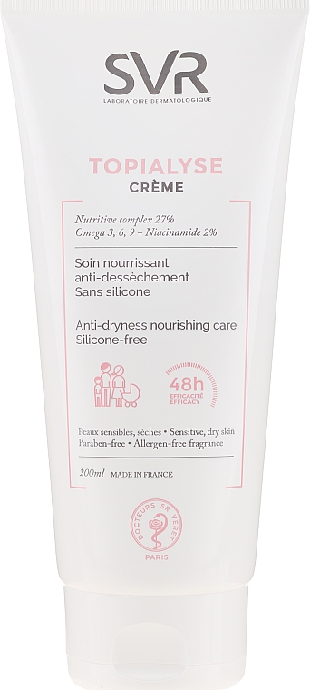 Odżywczy krem bez silikonów przeciw przesuszeniu skóry - SVR Topialyse Crème
