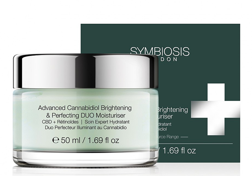 Rozjaśniający krem nawilżający do twarzy CBD i retinoidy - Symbiosis London Advanced Cannabidiol Brightening & Perfecting DUO Moisturiser — Zdjęcie N1