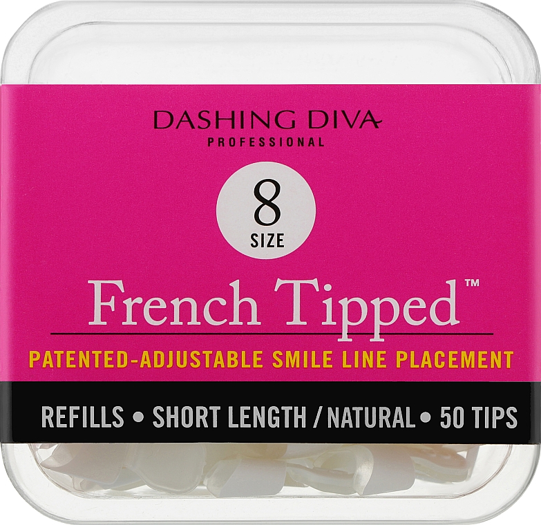 Tipsy krótkie naturalne French - Dashing Diva French Wrap 50 Tips (Size 8) — Zdjęcie N1