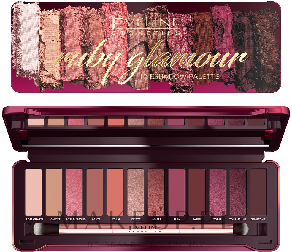 Paleta 12 cieni do powiek - Eveline Cosmetics Ruby Glamour  — Zdjęcie 12 g