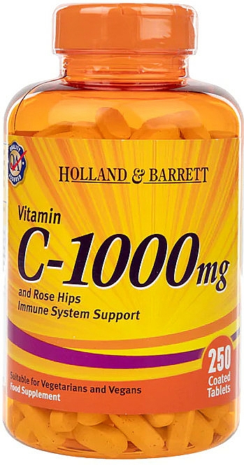 Witamina C w tabletkach - Holland & Barrett Vitamin C & Rose Hips 1000mg — Zdjęcie N2