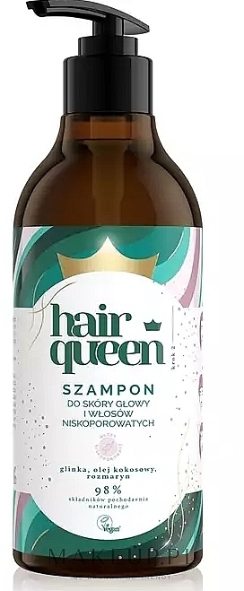 PREZENT! Szampon do włosów niskoporowatych - Hair Queen Shampoo — Zdjęcie N1