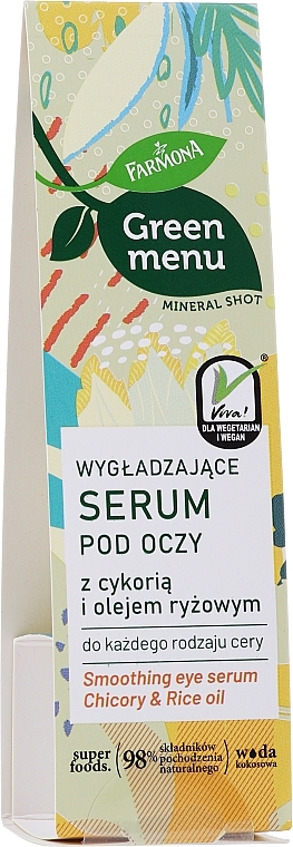 WYPRZEDAŻ Wygładzające serum pod oczy z cykorią i olejem ryżowym - Farmona Green Menu * — Zdjęcie N2