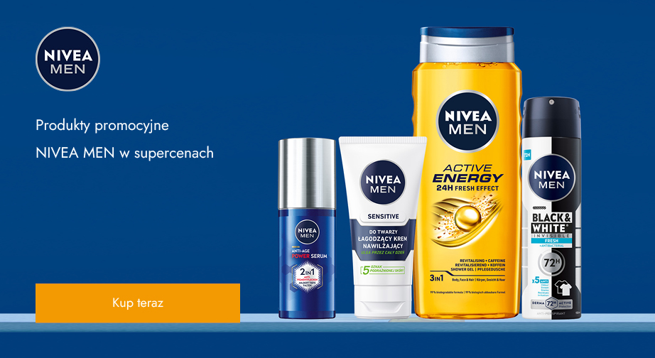 Zniżka na promocyjne produkty NIVEA MEN. Ceny podane na stronie uwzględniają rabat.