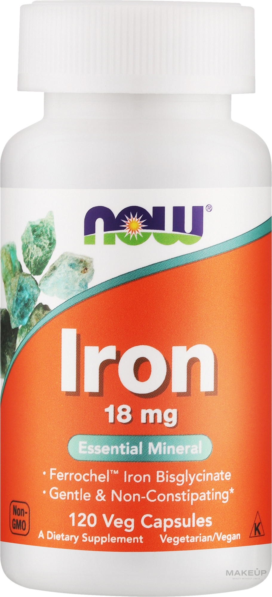 Kompleks żelaza, 18 mg. - Now Foods Iron — Zdjęcie 120 szt.