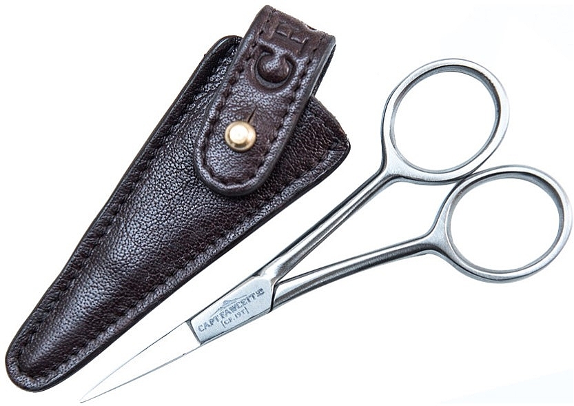 Nożyczki do wąsów i brody ze skórzanym etui - Captain Fawcett Grooming Scissors With Leather Pouch — Zdjęcie N1