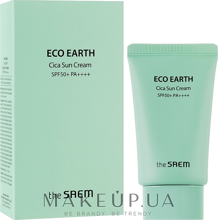 Krem przeciwsłoneczny z centellą i miętą - The Saem Eco Earth Cica Sun Cream — Zdjęcie N2