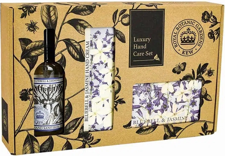 Zestaw - The English Soap Company Kew Gardens Bluebell & Jasmine Hand Care Gift Box (soap/240g + h/cr/75ml + san/100ml) — Zdjęcie N1