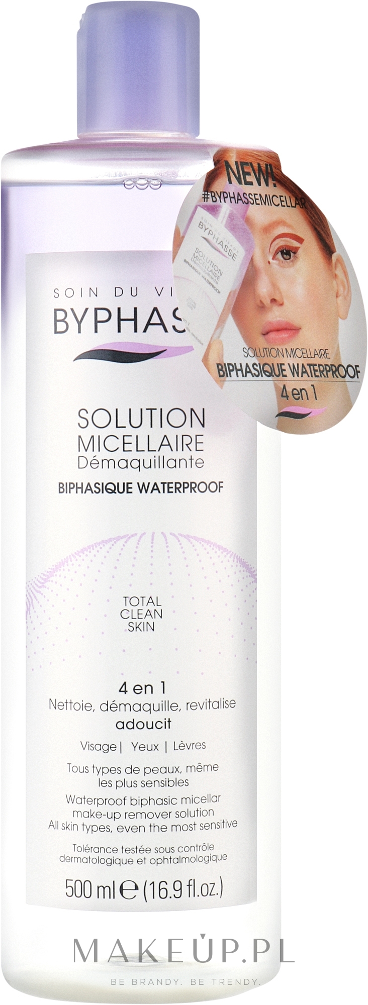 Płyn micelarny do demakijażu wodoodpornego - Byphasse Waterproof Make-up Remover Micellar Solution — Zdjęcie 500 ml