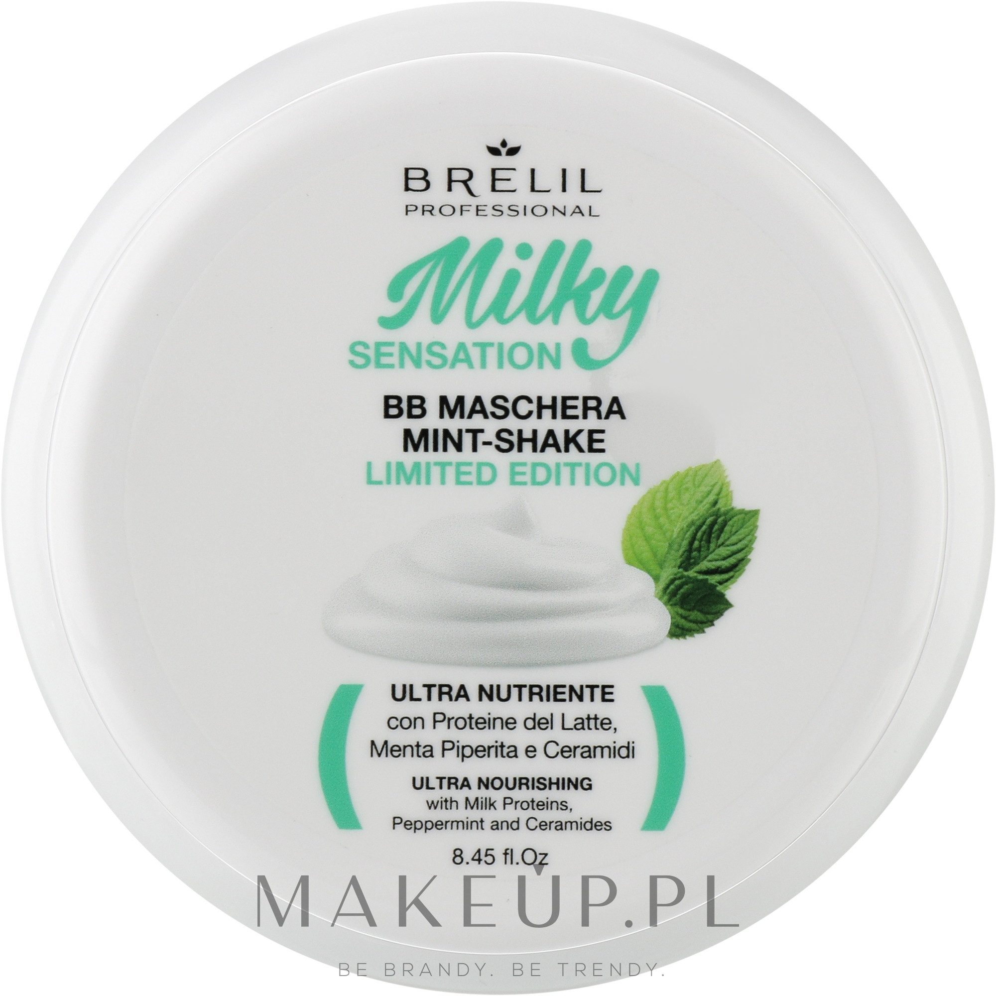Maska do włosów z proteinami mięty i mleka - Brelil Milky Sensation BB Mask Mint-Shake Limitide Edition — Zdjęcie 250 ml