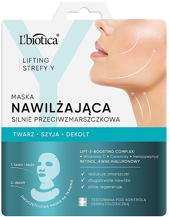 Nawilżająca maska silnie przeciwzmarszczkowa - L'biotica Lifting Strefy Y — Zdjęcie N1