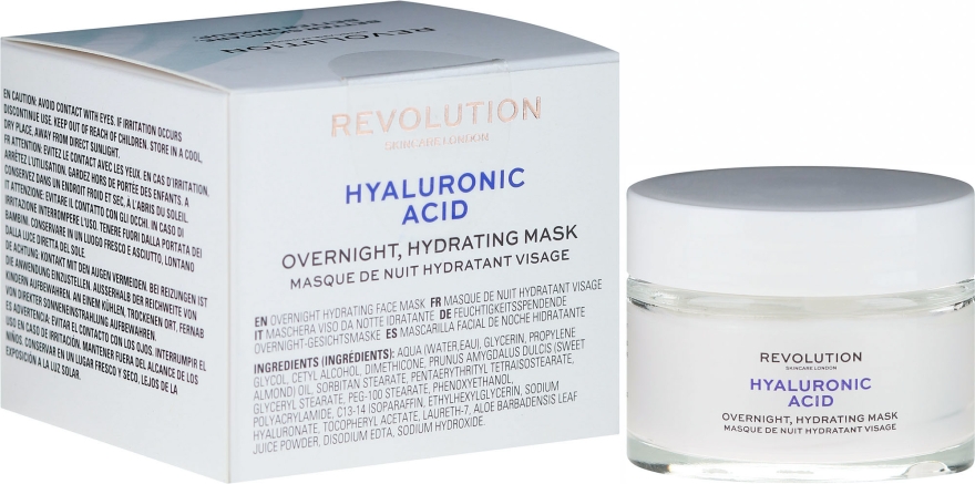 Nawilżająca maska na noc z kwasem hialuronowym - Makeup Revolution Skincare Hyaluronic Acid Overnight Hydrating Face Mask  — Zdjęcie N1