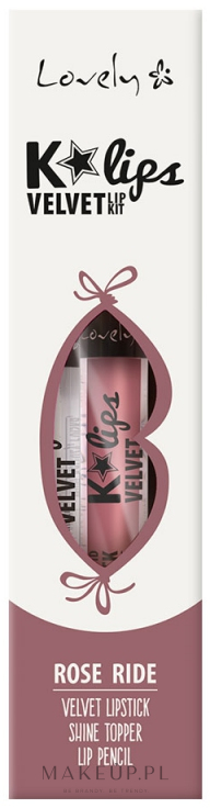 Zestaw do makijażu ust - Lovely K'Lips Velvet (lipstick + lip/pencil + lip/top) — Zdjęcie 1 - Rose Ride