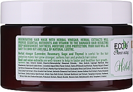 Maska z octem ziołowym do włosów zniszczonych - Eco U Hair Mask Herbal Vinegar For Damaged Hair — Zdjęcie N2