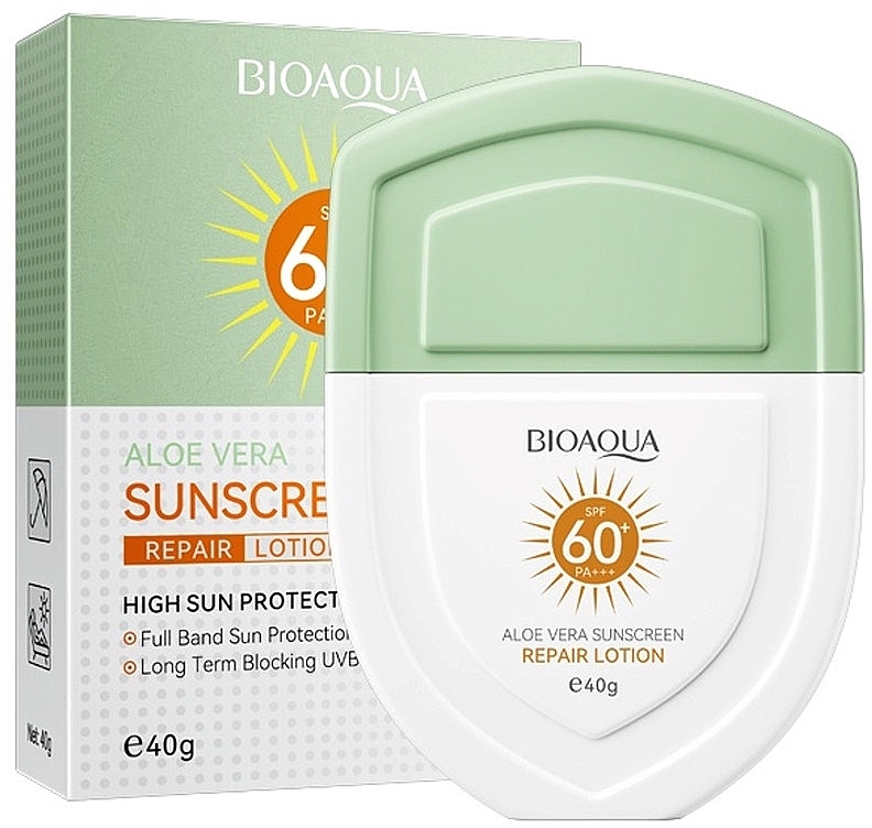 Balsam przeciwsłoneczny do twarzy z ekstraktem z aloesu - Bioaqua Aloe Vera Sunscreen Repair Lotion SPF60+ — Zdjęcie N1