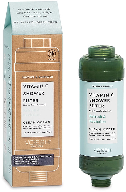 Filtr pod prysznic z witaminą C Bryza morska - Voesh Vitamin C Shower Filter Clean Ocean — Zdjęcie N1