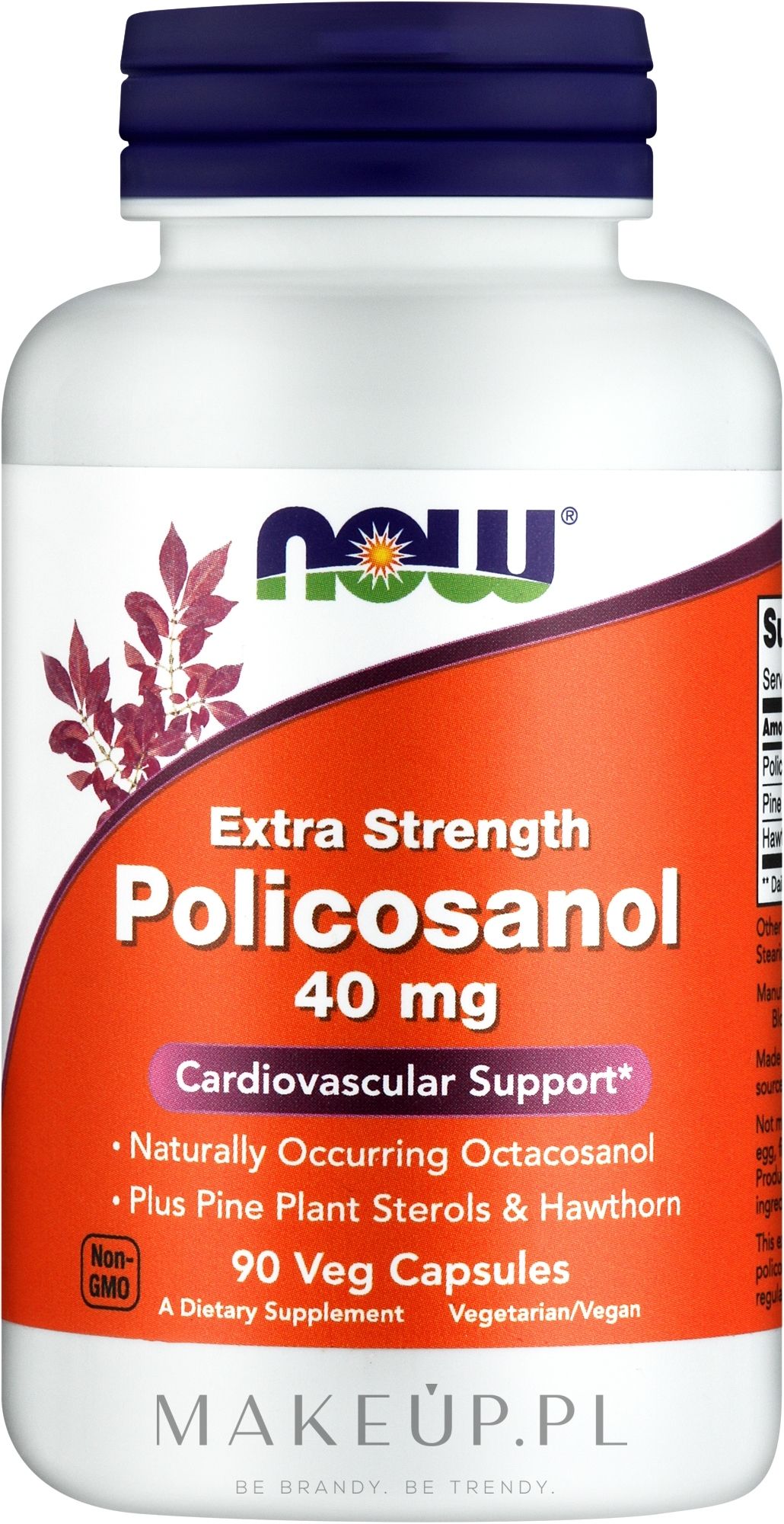 Suplement diety Polikozanol 40 mg - Now Foods Extra Strength Policosanol 40 mg — Zdjęcie 90 szt.