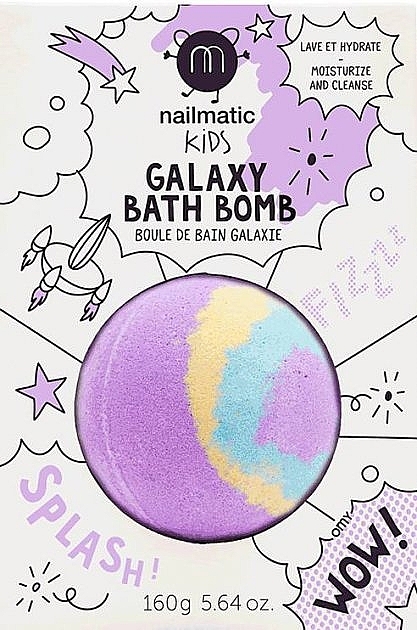 PRZECENA! Kula do kąpieli, fioletowo-żółto-niebieska - Nailmatic Galaxy Bath Bomb * — Zdjęcie N1