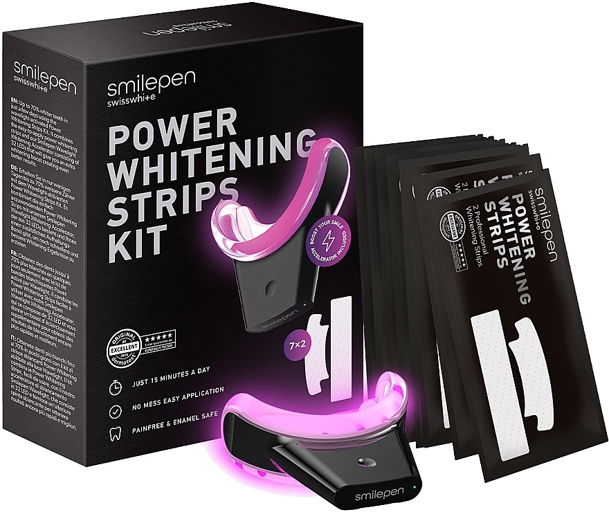 Zestaw do wybielania zębów - SwissWhite Smilepen Power Whitening Strips Kit — Zdjęcie N1