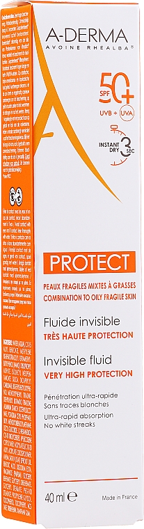 Krem w sztyfcie do opalania SPF 50+ - A-Derma Protect Invisible Fluid Very High Protection — Zdjęcie N2