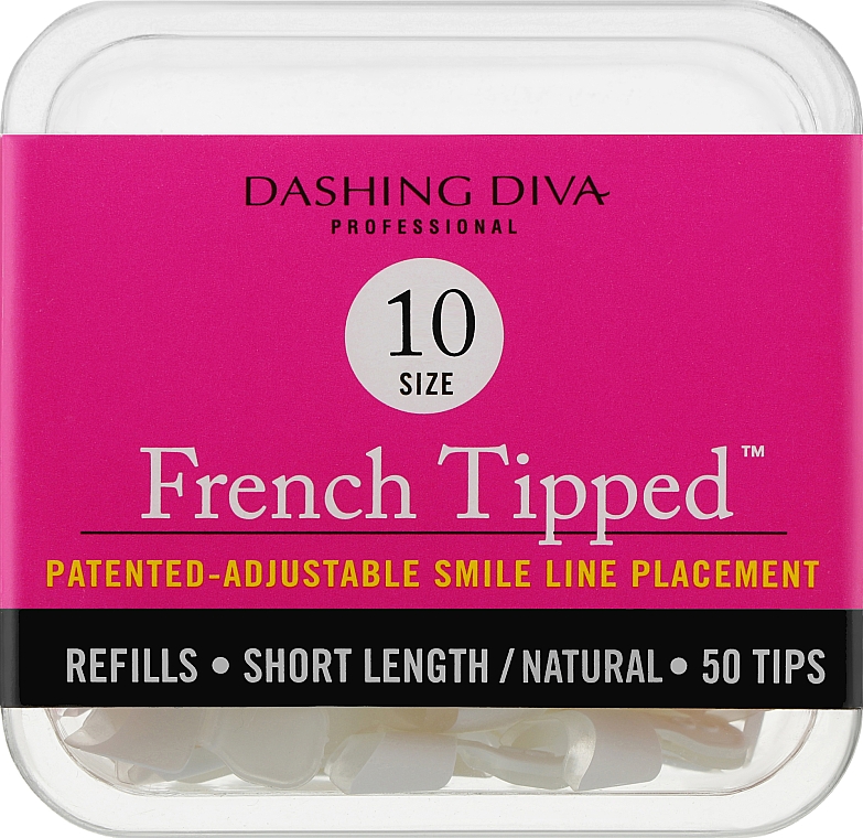Tipsy krótkie naturalne French - Dashing Diva French Tipped Short Natural 50 Tips (Size 10) — Zdjęcie N1