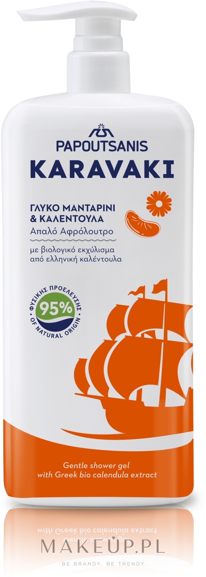 Żel-pianka do kąpieli i pod prysznic Tangerine & Calendula - Papoutsanis Karavaki Sweet Tangerine & Calendula Shower Gel — Zdjęcie 750 ml