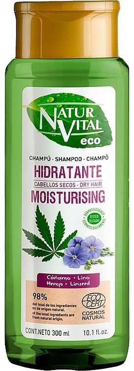 Nawilżający szampon do włosów suchych - Natur Vital Eco Moisturising Hemp & Linseed Shampoo  — Zdjęcie N1