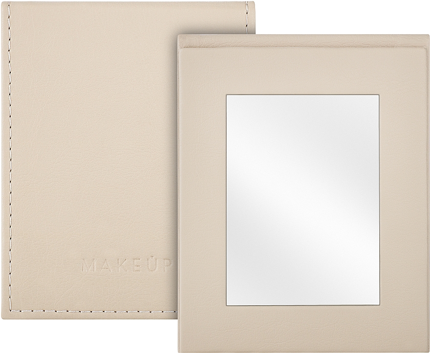 Składane lusterko kieszonkowe, beżowe - MAKEUP Pocket Mirror Beige — Zdjęcie N1