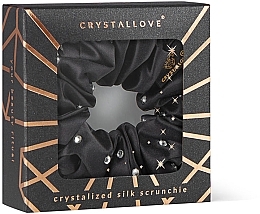 Jedwabna gumka do włosów z kryształkami, czarny - Crystallove Crystalized Silk Scrunchie Black — Zdjęcie N1