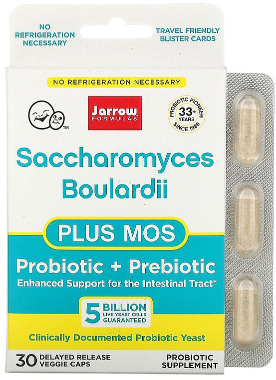 Suplement diety wspomagający przewód pokarmowy - Jarrow Formulas Saccharomyces Boulardii + MOS  — Zdjęcie N1