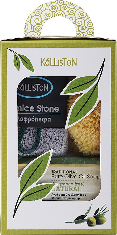 Zestaw mydeł bezzapachowych - Kalliston Gift Box (soap/100g + stone/1pcs + sponge/1pcs) — Zdjęcie N1
