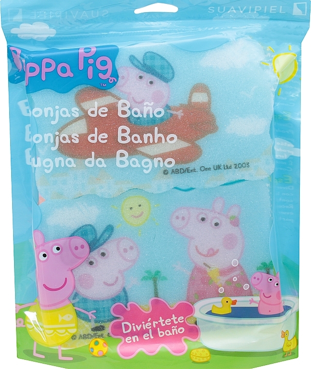 Zestaw gąbek Świnka Peppa 3 szt., samolot, różowy - Suavipiel Peppa Pig Bath Sponge — Zdjęcie N1