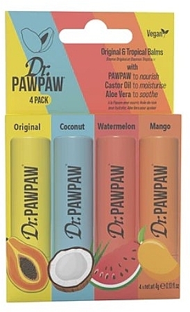 Zestaw - Dr. PAWPAW Original & Tropical Balms (lip/balm/4g*4) — Zdjęcie N1