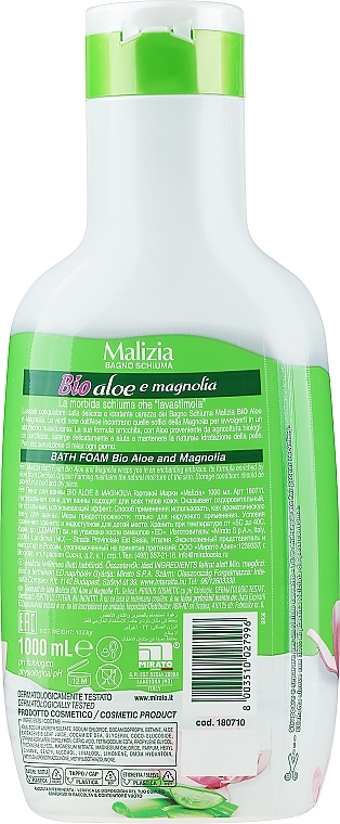 Płyn do kąpieli - Malizia Bath Foam Bio Aloe and Magnolia — Zdjęcie N2