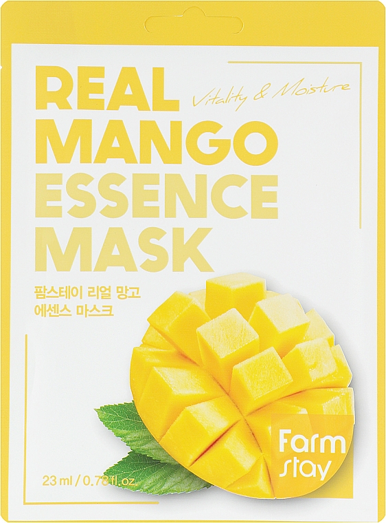 Maseczka do twarzy z ekstraktem z mango - FarmStay Real Mango Essence Mask
