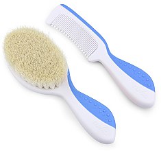 Kup Zestaw do pielęgnacji dziecka, biało-niebieski - Nuvita Baby Hair Styling Kit (h/brush + h/comb)