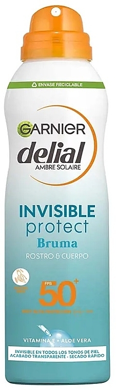 Mgiełka do twarzy i ciała z filtrem przeciwsłonecznym - Garnier Delial Invisible Protect Face & Body Mist SPF50 — Zdjęcie N1