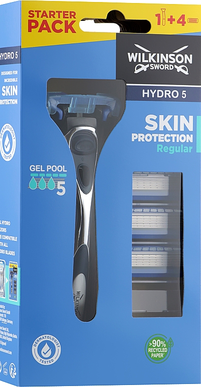 Maszynka do golenia do skóry wrażliwej + 4 wymienne wkłady - Wilkinson Sword Hydro 5 Skin Protection Regular — Zdjęcie N1