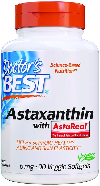 Astaksantyna w żelowych kapsułkach - Doctor's Best Astaxanthin with AstaReal — Zdjęcie N1