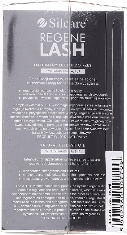 PREZENT! Naturalny olejek do rzęs z witaminami A, E, F - Silcare Amely Lashes System Regenelash Oil For Eyelashes — Zdjęcie N3