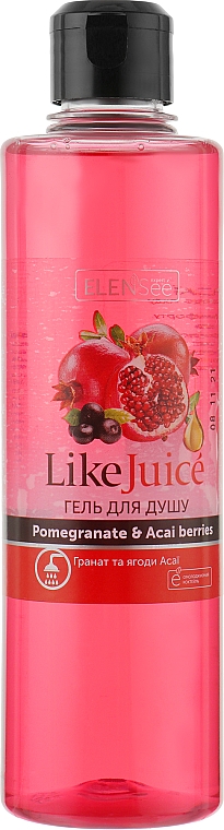 Żel pod prysznic z granatem i jagodami acai - ElenSee Like Juice Pomegranate & Acai Berries — Zdjęcie N1