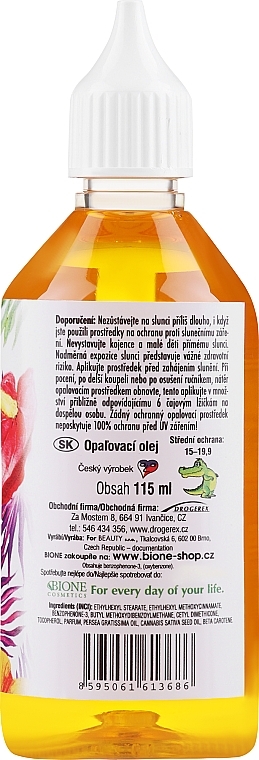 Ochronny olejek do opalania SPF 15 - Bione Cosmetics Oil — Zdjęcie N2